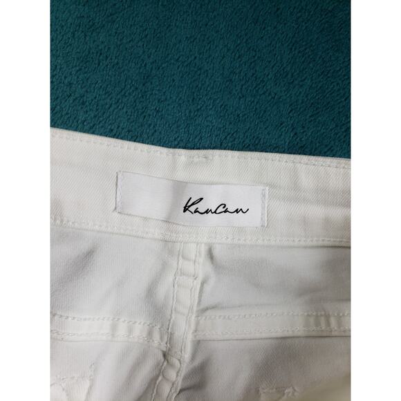 Kan Can Jeans Size 13 Womens White Stretch Fray Hem Pants Mid Rise Ladies Ankle - Picture 3 of 13